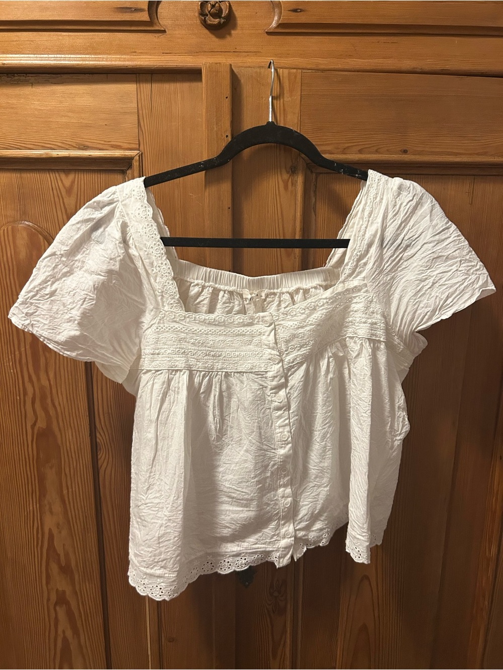 Neuflora White Eyelet Square-Neck Peasant Blouse - Picture 2 of 5